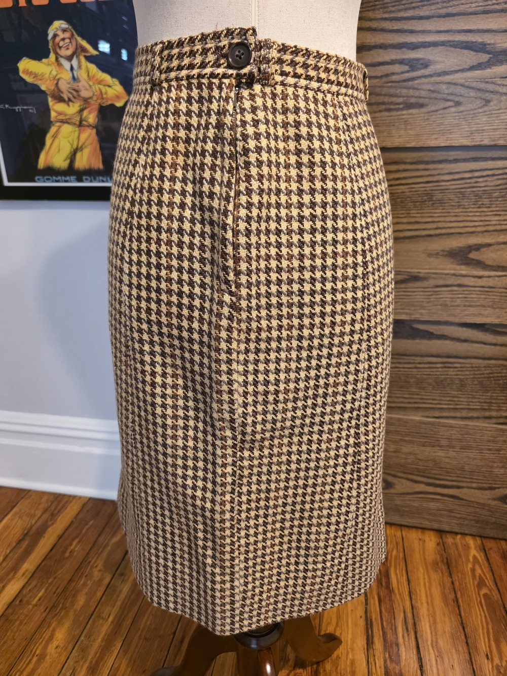 Vintage 1950s/1960s Wool Houndstooth A-Line Skirt - Picture 2 of 5